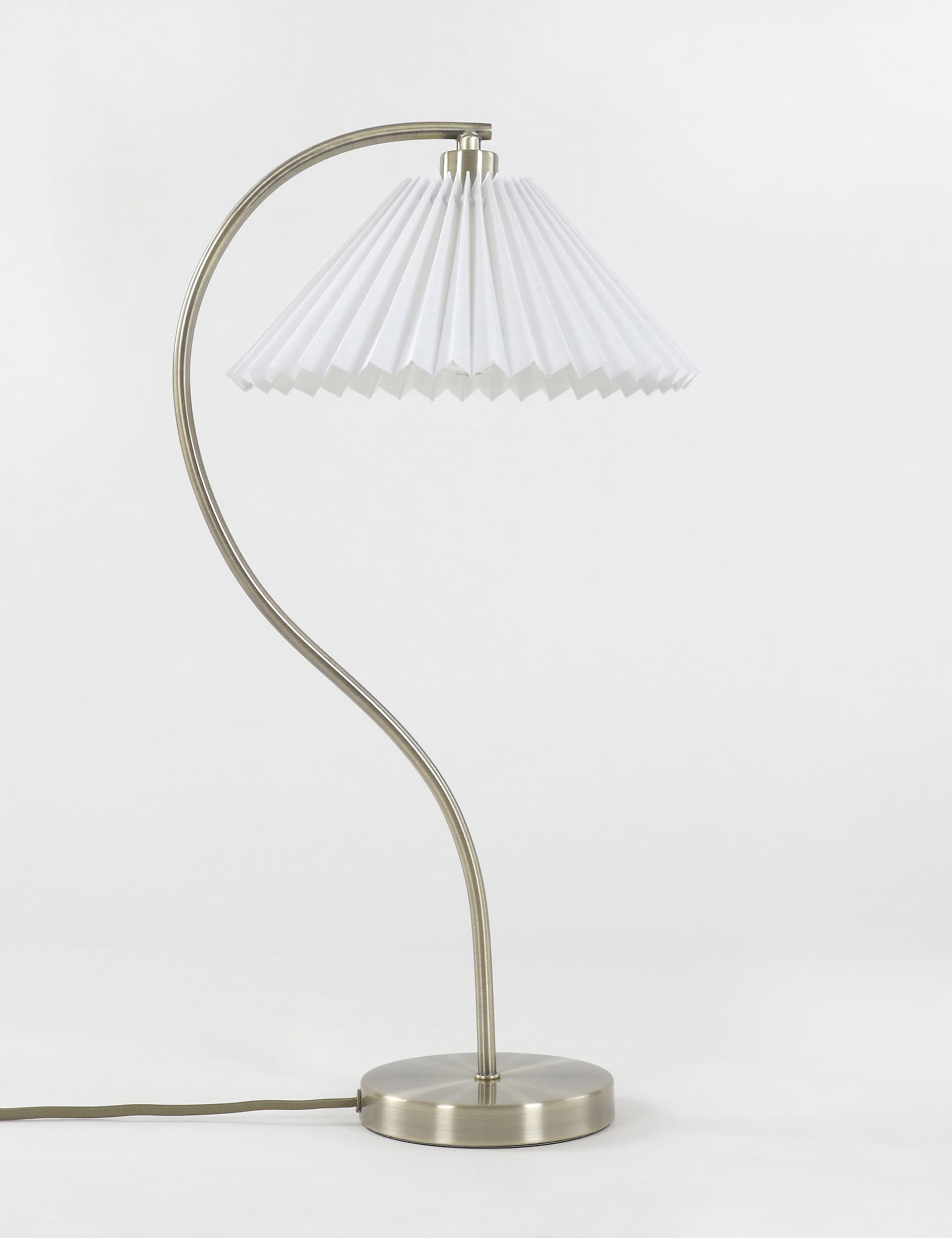 M&S Pleated Medium Table Lamp - Polished Brass, Polished Brass