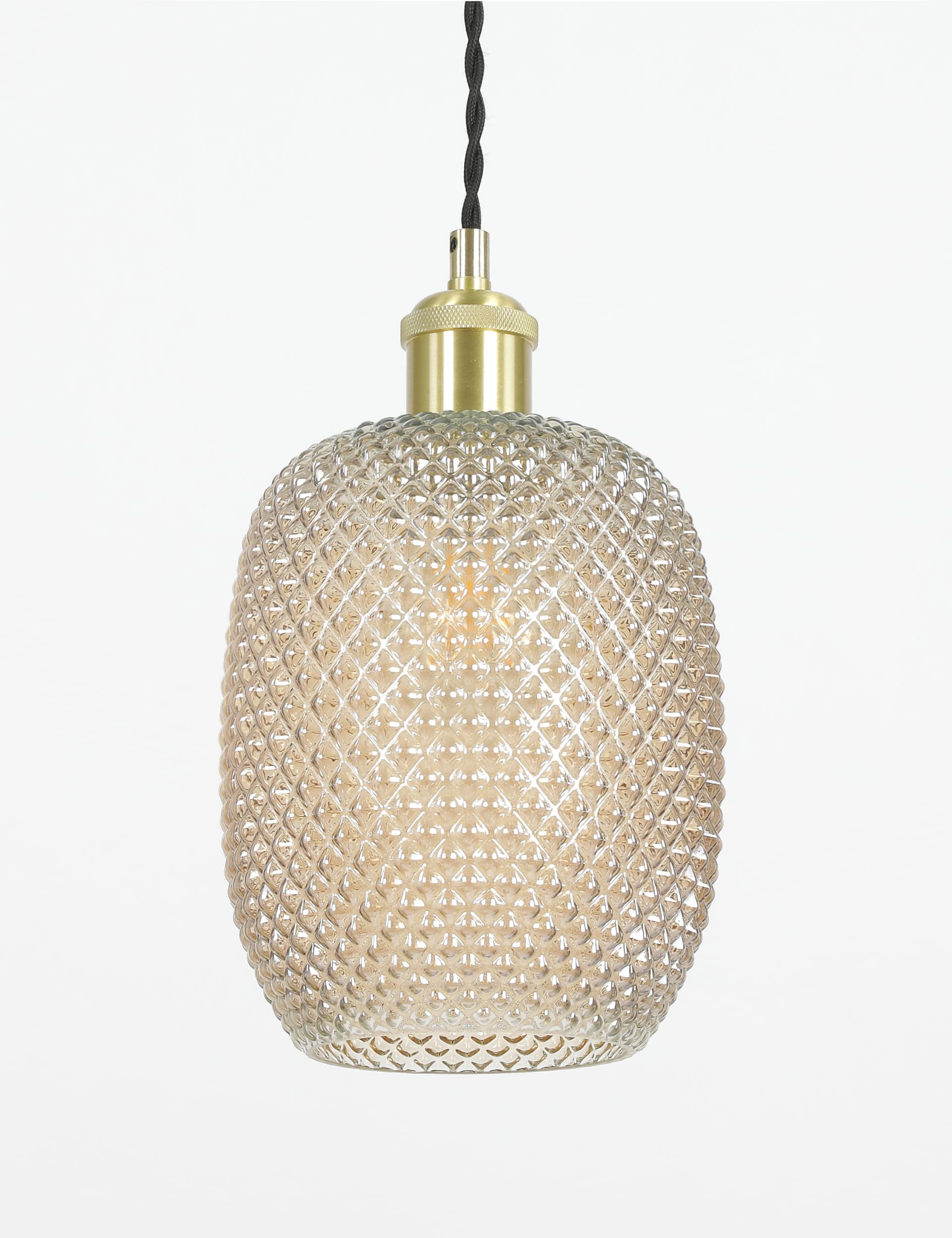 M&S Diamond Pressed Glass Easy Fit Shade - Champagne, Champagne