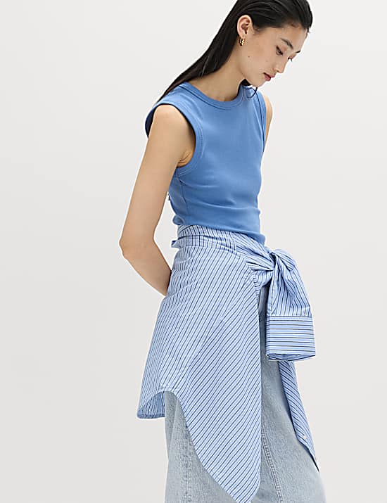 Tailored Striped Longline Waistcoat