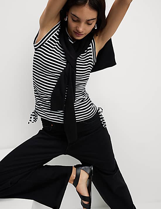 Tailored Striped Longline Waistcoat