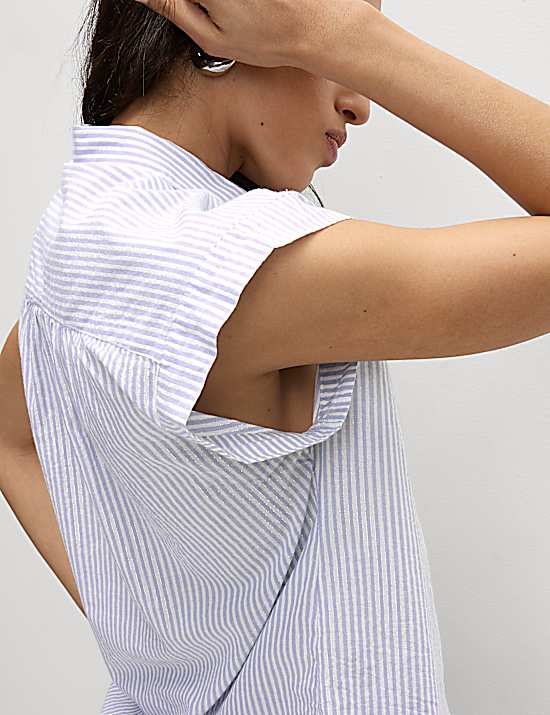 Tailored Striped Longline Waistcoat