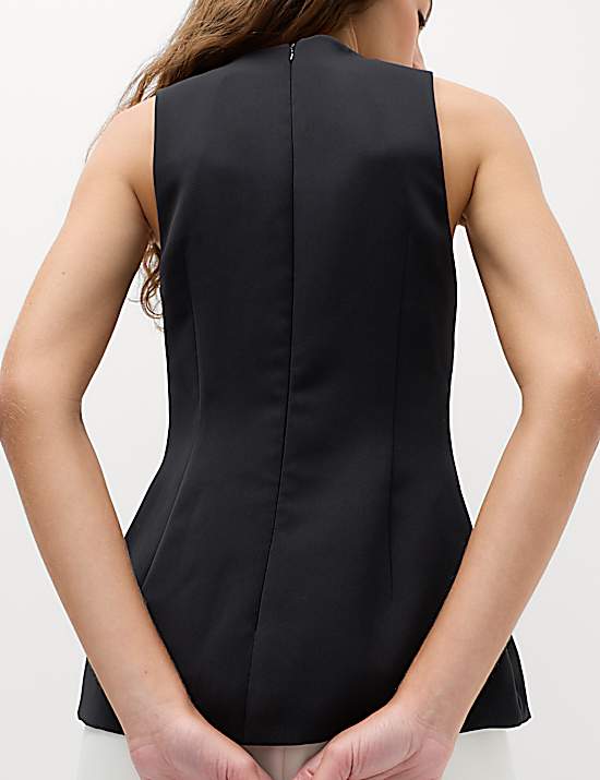 Tailored Striped Longline Waistcoat