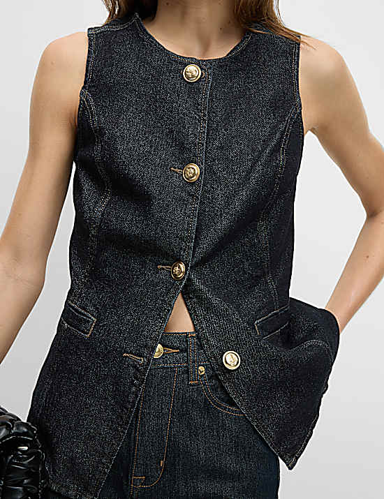 Tailored Striped Longline Waistcoat