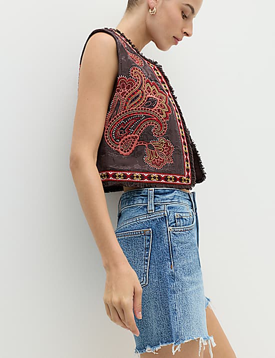 Tailored Striped Longline Waistcoat
