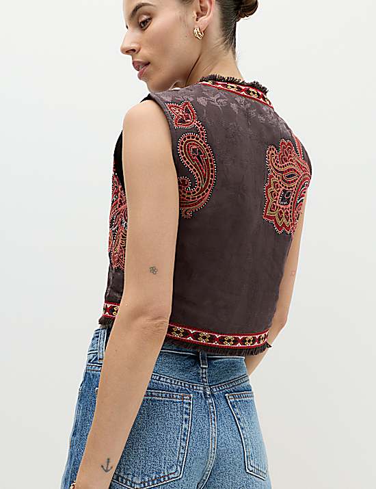 Tailored Striped Longline Waistcoat