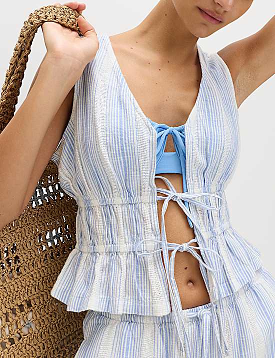 Tailored Striped Longline Waistcoat