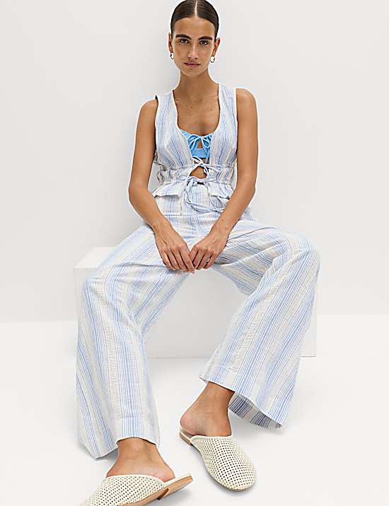 Tailored Striped Longline Waistcoat