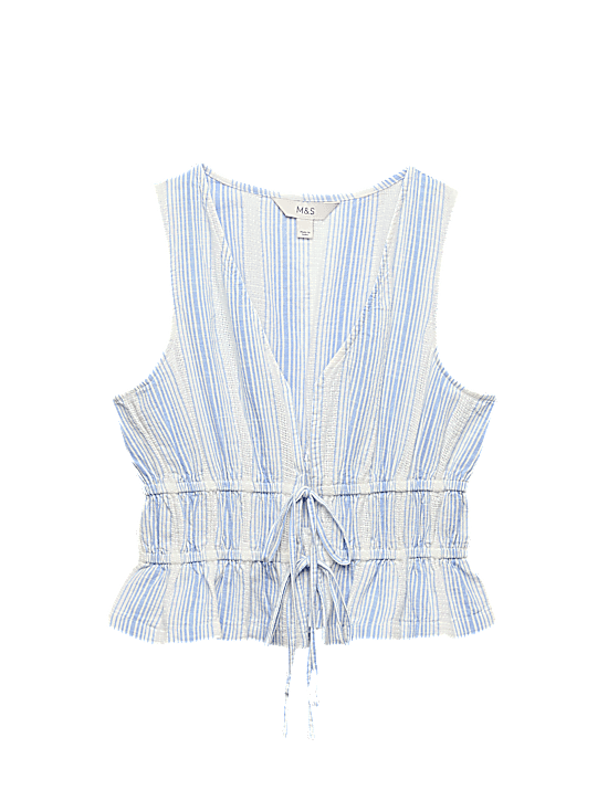 Tailored Striped Longline Waistcoat
