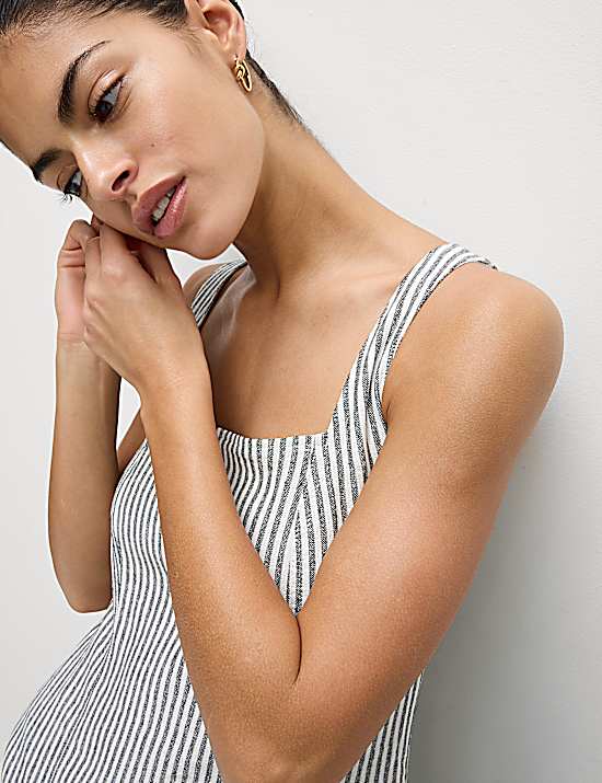 Tailored Striped Longline Waistcoat