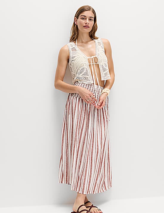 Tailored Striped Longline Waistcoat