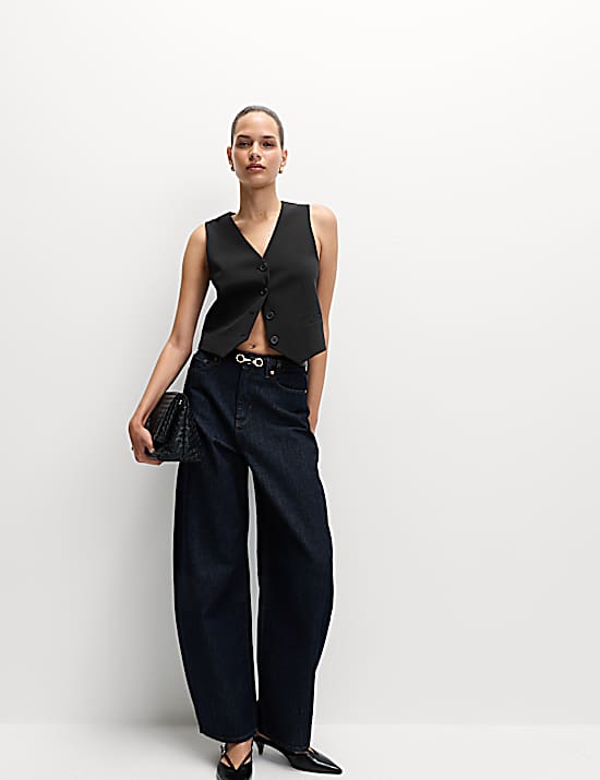 Tailored Striped Longline Waistcoat