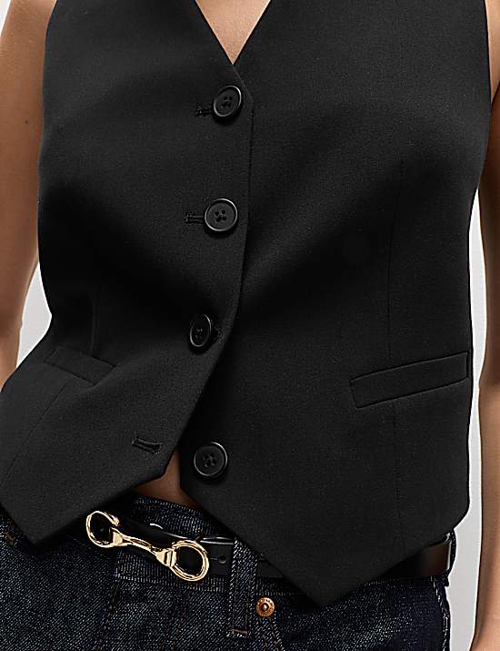 Tailored Striped Longline Waistcoat