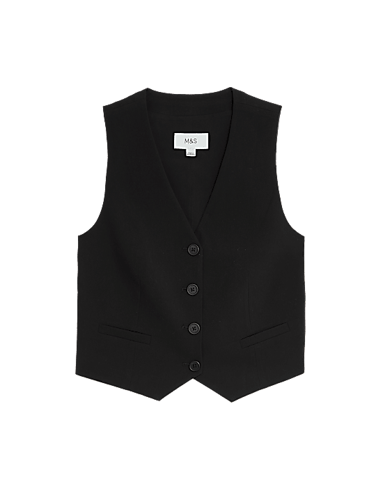 Tailored Striped Longline Waistcoat