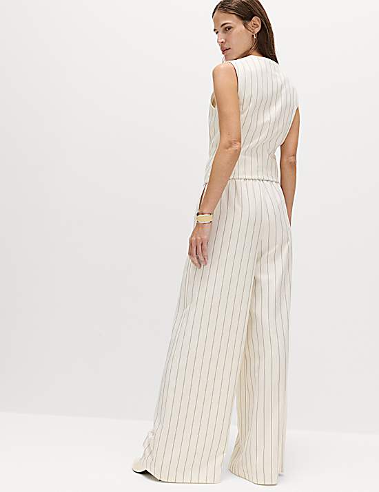 Tailored Striped Longline Waistcoat
