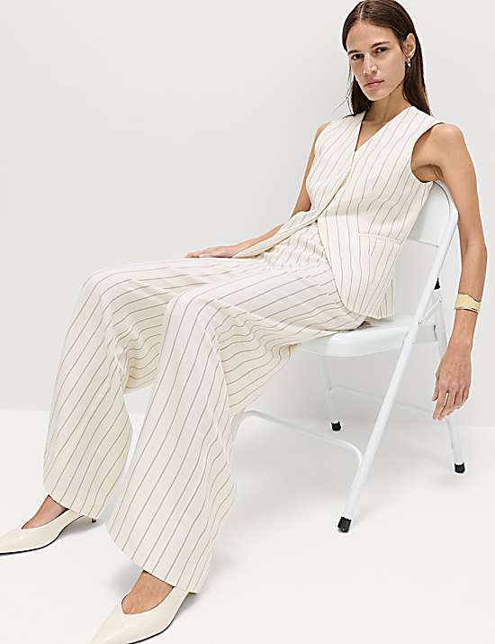 Tailored Striped Longline Waistcoat