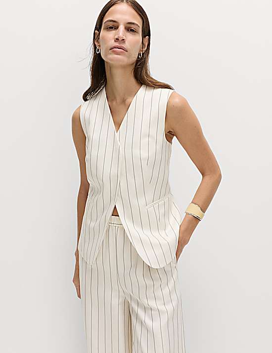Tailored Striped Longline Waistcoat