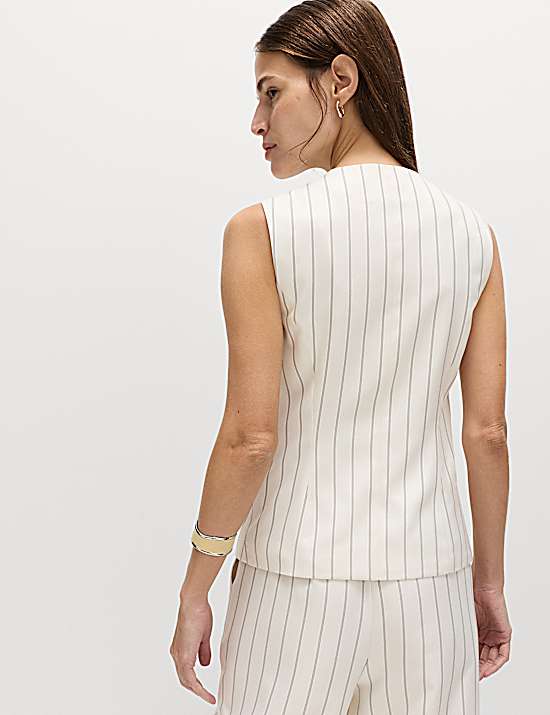 Tailored Striped Longline Waistcoat
