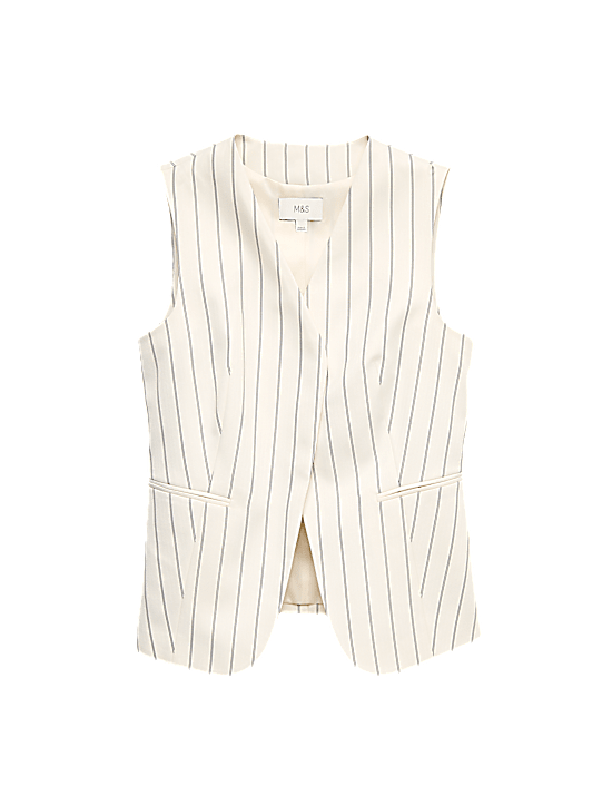 Tailored Striped Longline Waistcoat