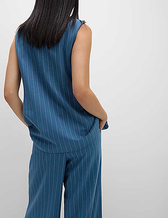 Tailored Striped Longline Waistcoat