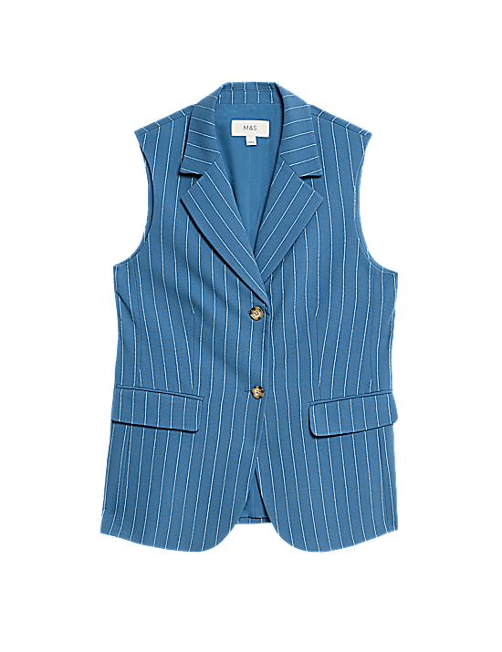 Tailored Striped Longline Waistcoat