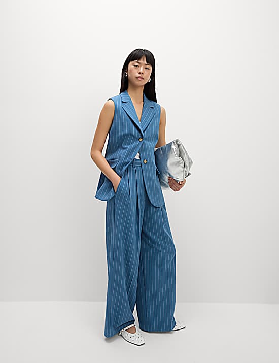 Tailored Striped Longline Waistcoat