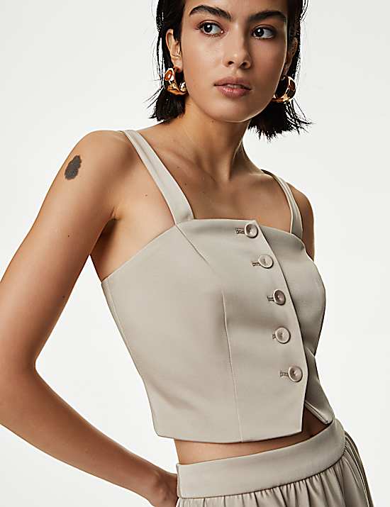 Tailored Striped Longline Waistcoat
