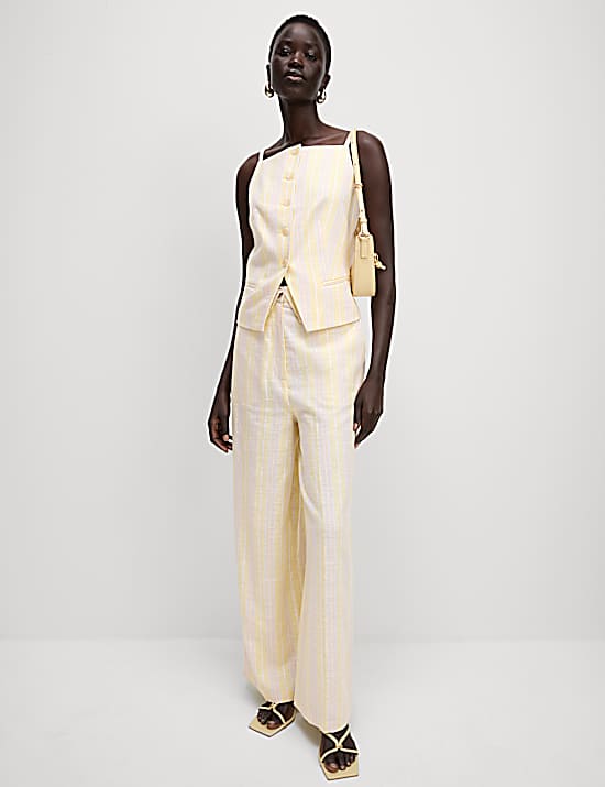 Tailored Striped Longline Waistcoat