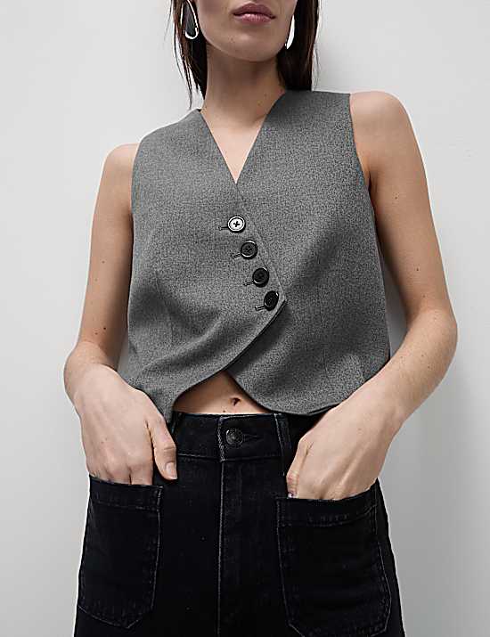 Tailored Striped Longline Waistcoat