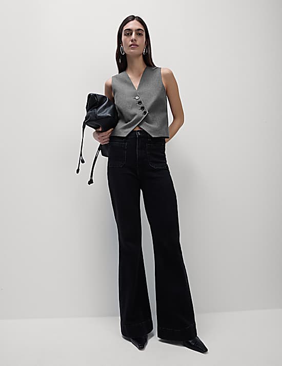 Tailored Striped Longline Waistcoat
