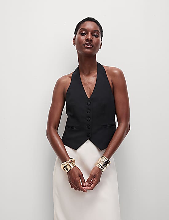 Tailored Striped Longline Waistcoat