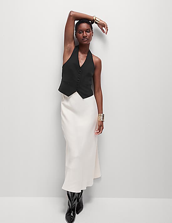 Tailored Striped Longline Waistcoat