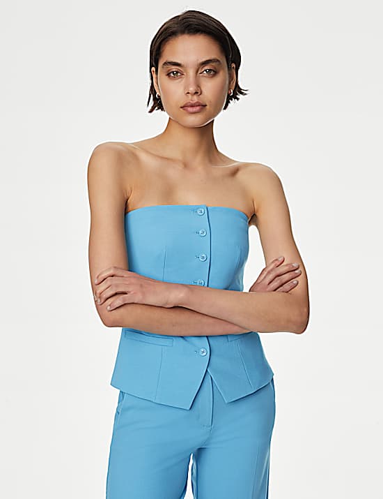 Tailored Striped Longline Waistcoat
