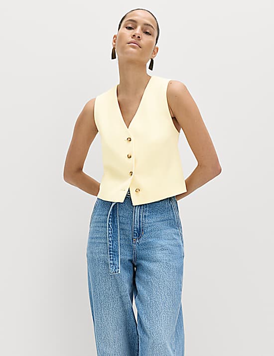 Tailored Striped Longline Waistcoat