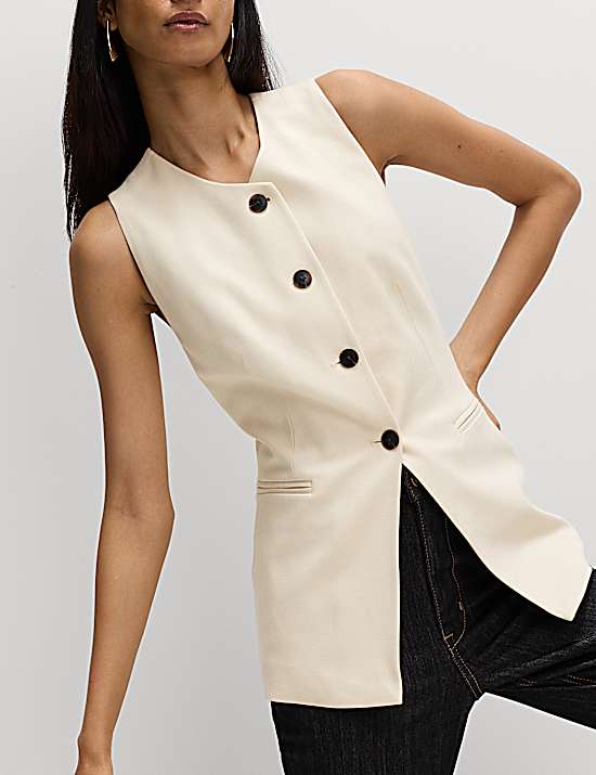 Tailored Striped Longline Waistcoat