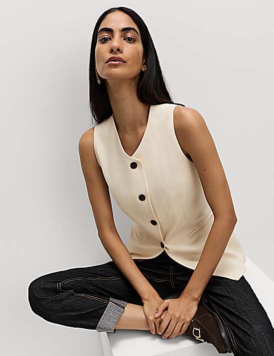 Tailored Striped Longline Waistcoat