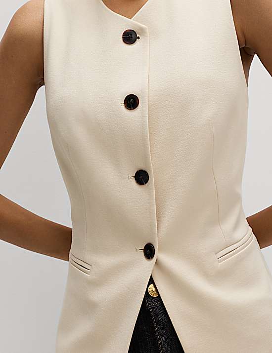 Tailored Striped Longline Waistcoat