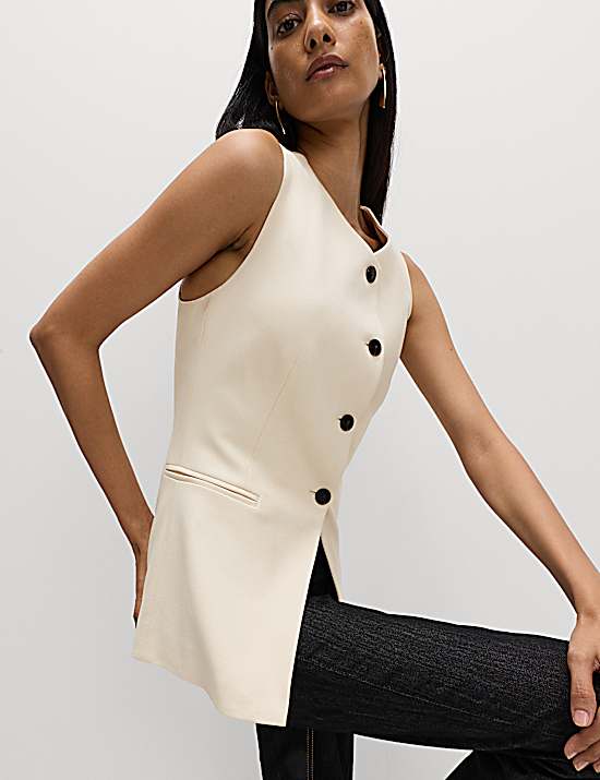 Tailored Striped Longline Waistcoat