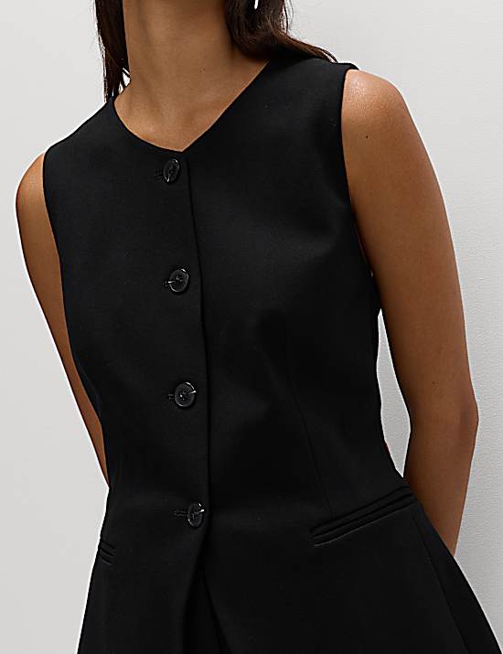 Tailored Striped Longline Waistcoat