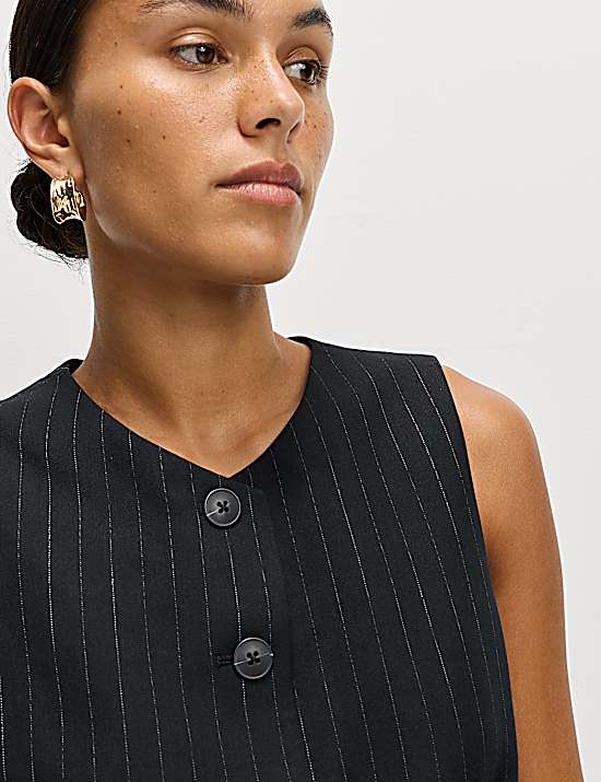 Tailored Striped Longline Waistcoat