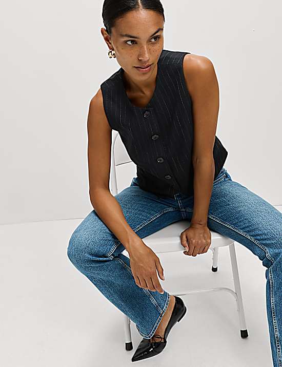 Tailored Striped Longline Waistcoat