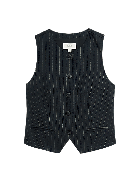 Tailored Striped Longline Waistcoat