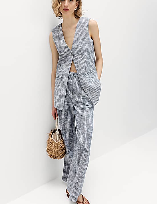 Tailored Striped Longline Waistcoat
