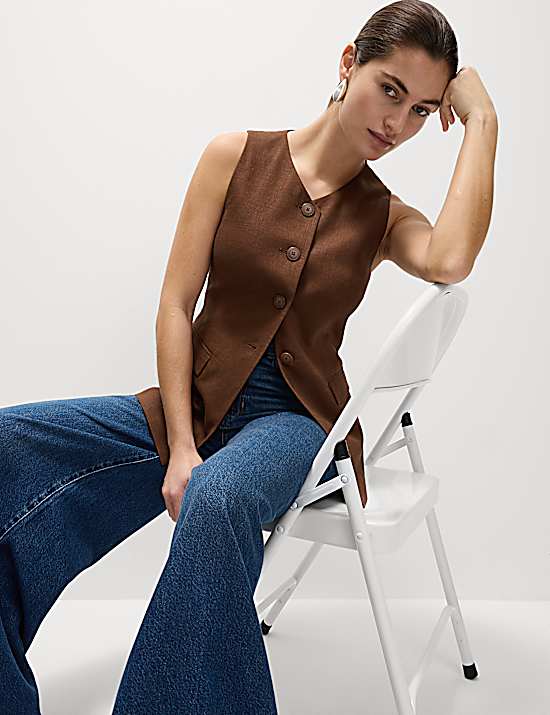 Tailored Striped Longline Waistcoat