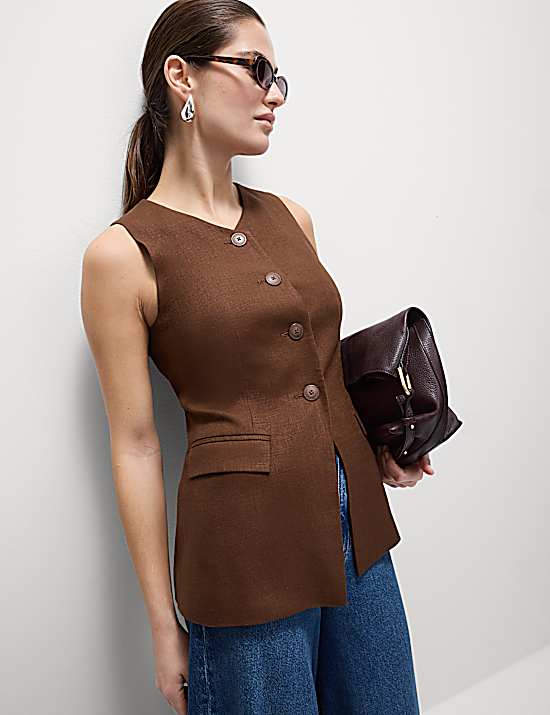 Tailored Striped Longline Waistcoat
