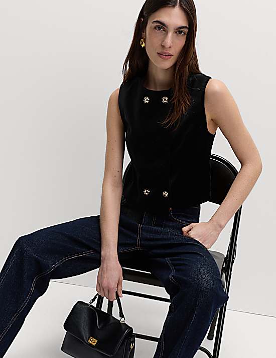 Tailored Striped Longline Waistcoat