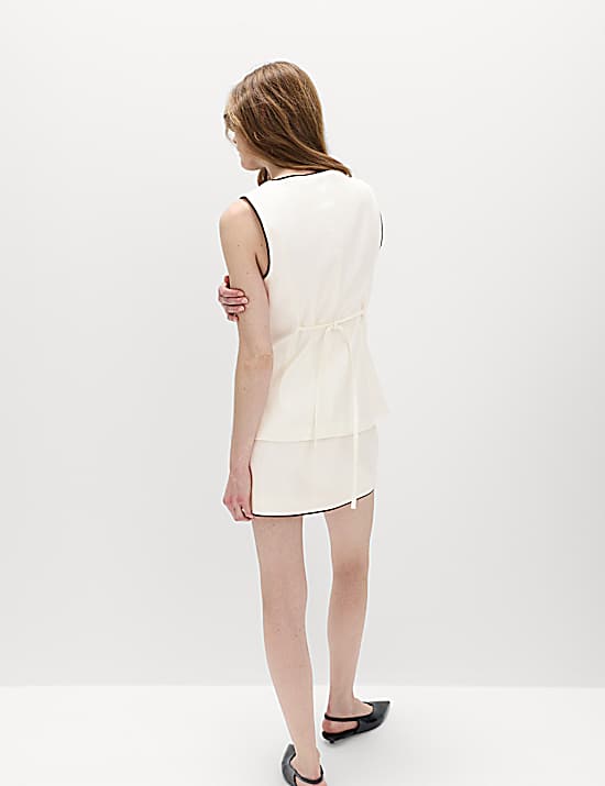 Tailored Striped Longline Waistcoat