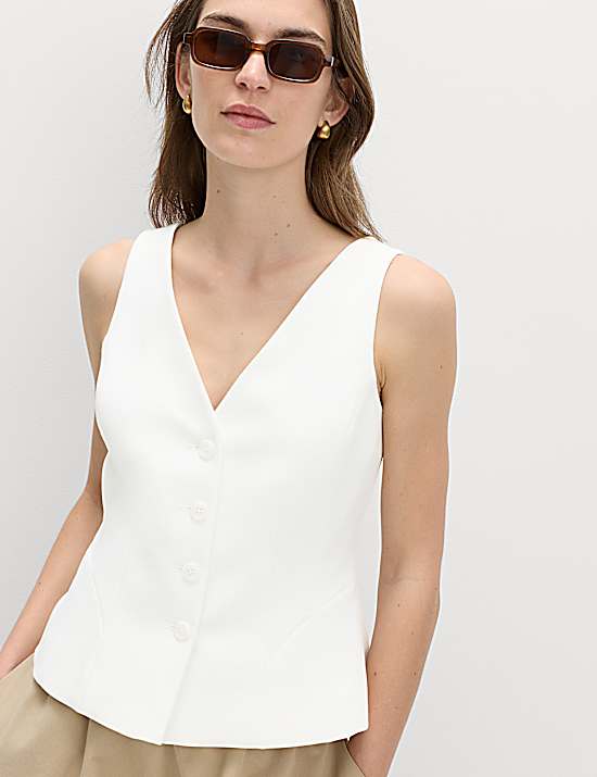 Tailored Striped Longline Waistcoat