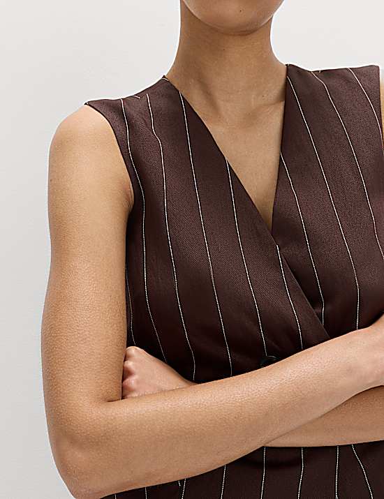 Tailored Striped Longline Waistcoat