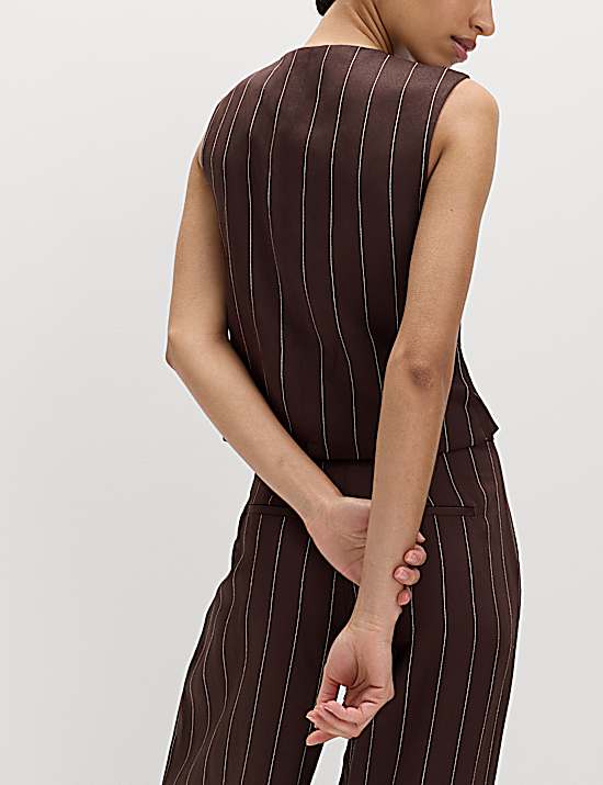 Tailored Striped Longline Waistcoat