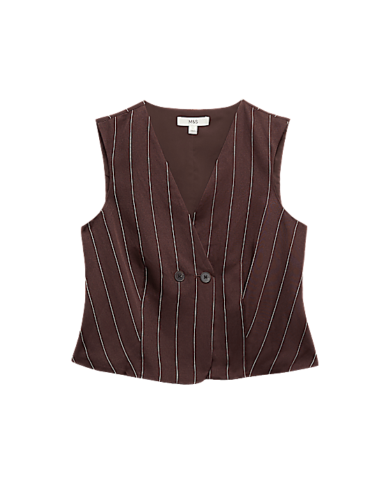 Tailored Striped Longline Waistcoat